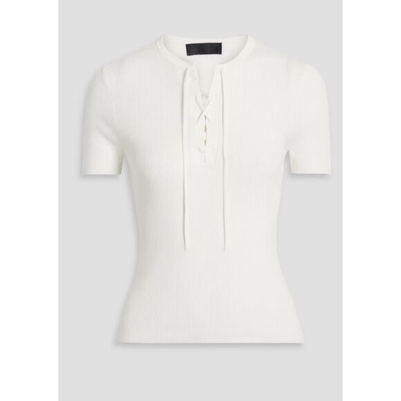 NWOT Nili Lotan Wells Lace Up Ribbed Top, $237 F2 - Picture 1 of 9